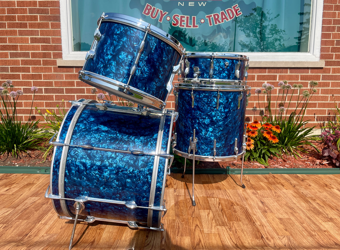 1960s Premier 54 Outfit Drum Set Blue Pearl 20/12/16 w/ 5.5x14 Snare