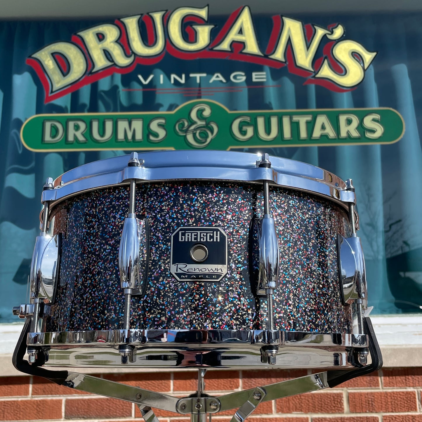 Gretsch 1 of 1 Renown Maple 6.5x14 Snare Drum Peacock Black Galaxy Sparkle