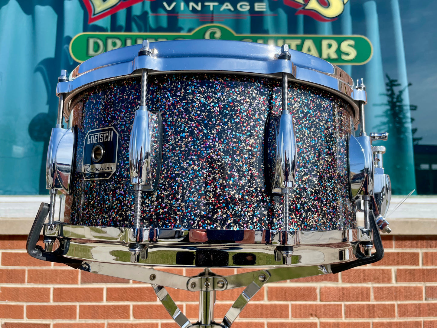 Gretsch 1 of 1 Renown Maple 6.5x14 Snare Drum Peacock Black Galaxy Sparkle