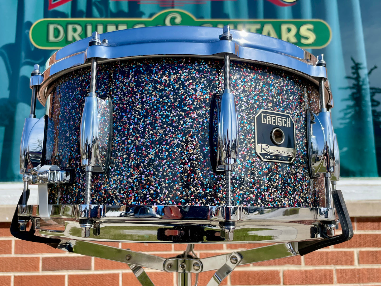 Gretsch 1 of 1 Renown Maple 6.5x14 Snare Drum Peacock Black Galaxy Sparkle
