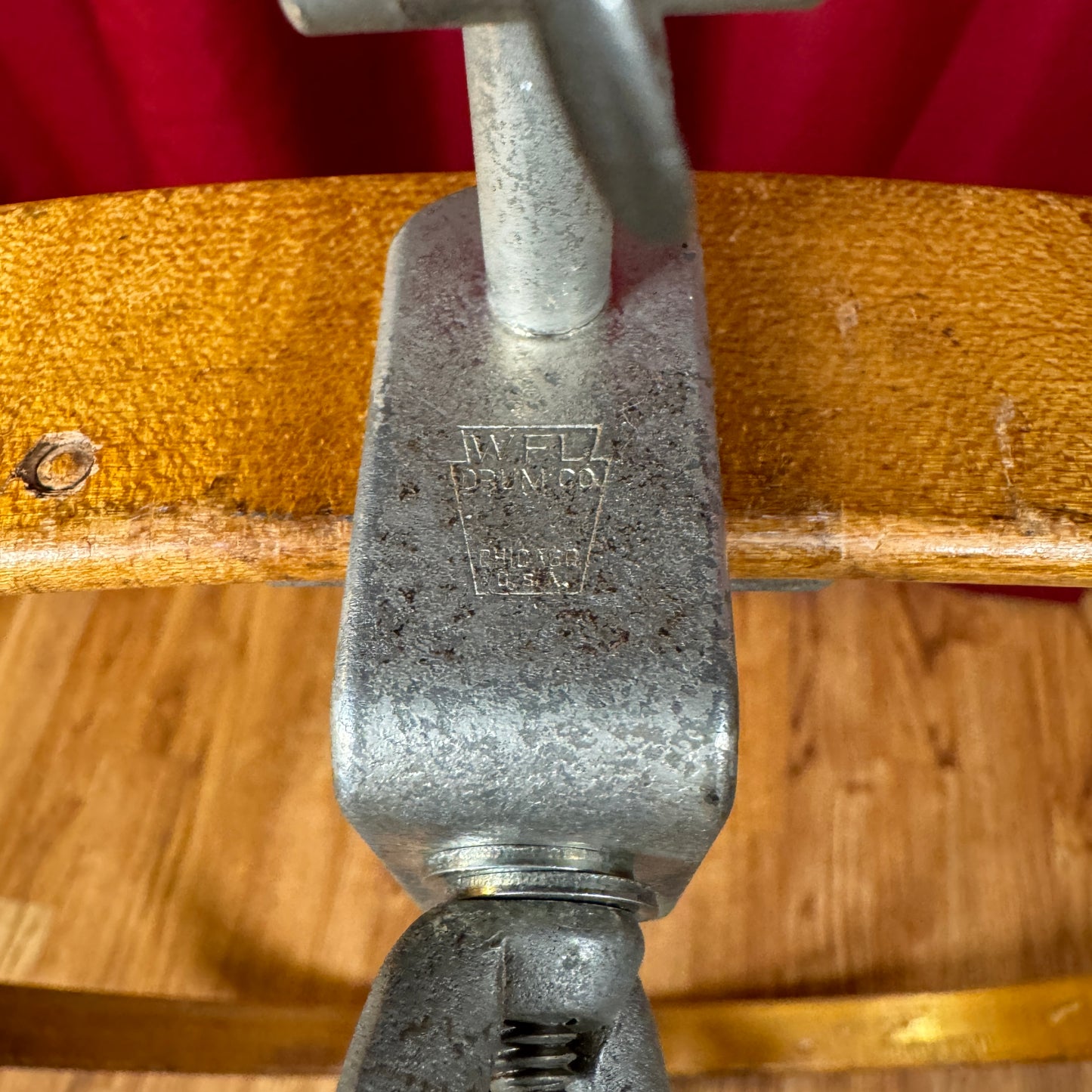 1950s WFL Ludwig Cowbell Holder w/ U-Clamp No. 133 Nickel