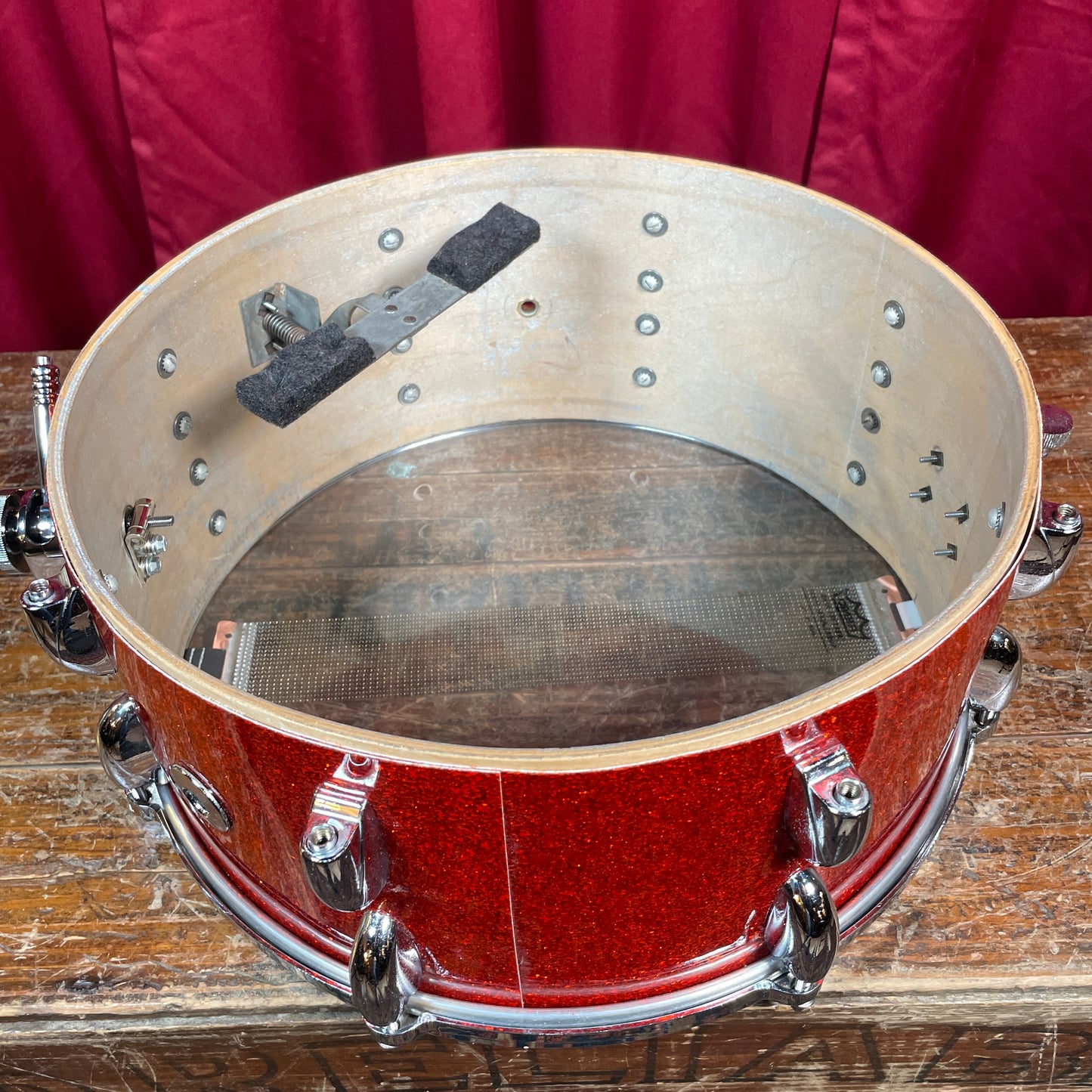 1960s Gretsch 6.5x14 Floor Show Model 4153 Snare Drum Tangerine Sparkle Rewrap