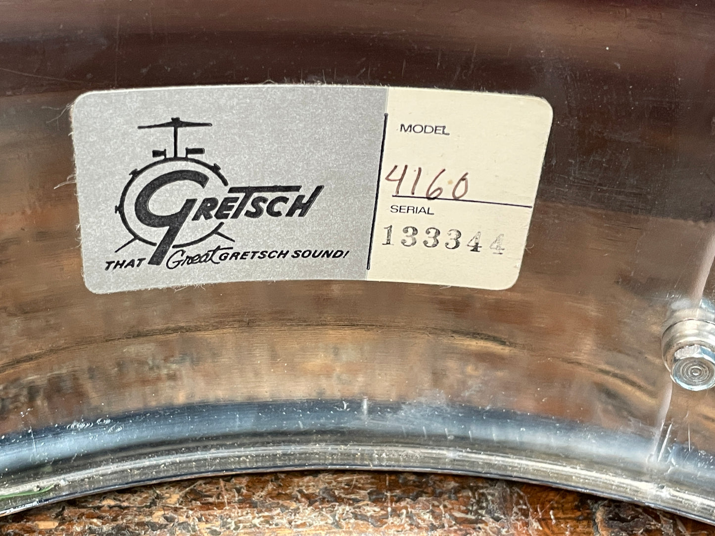 1980s Gretsch No. 4160 Chrome Over Brass 5x14 Snare Drum