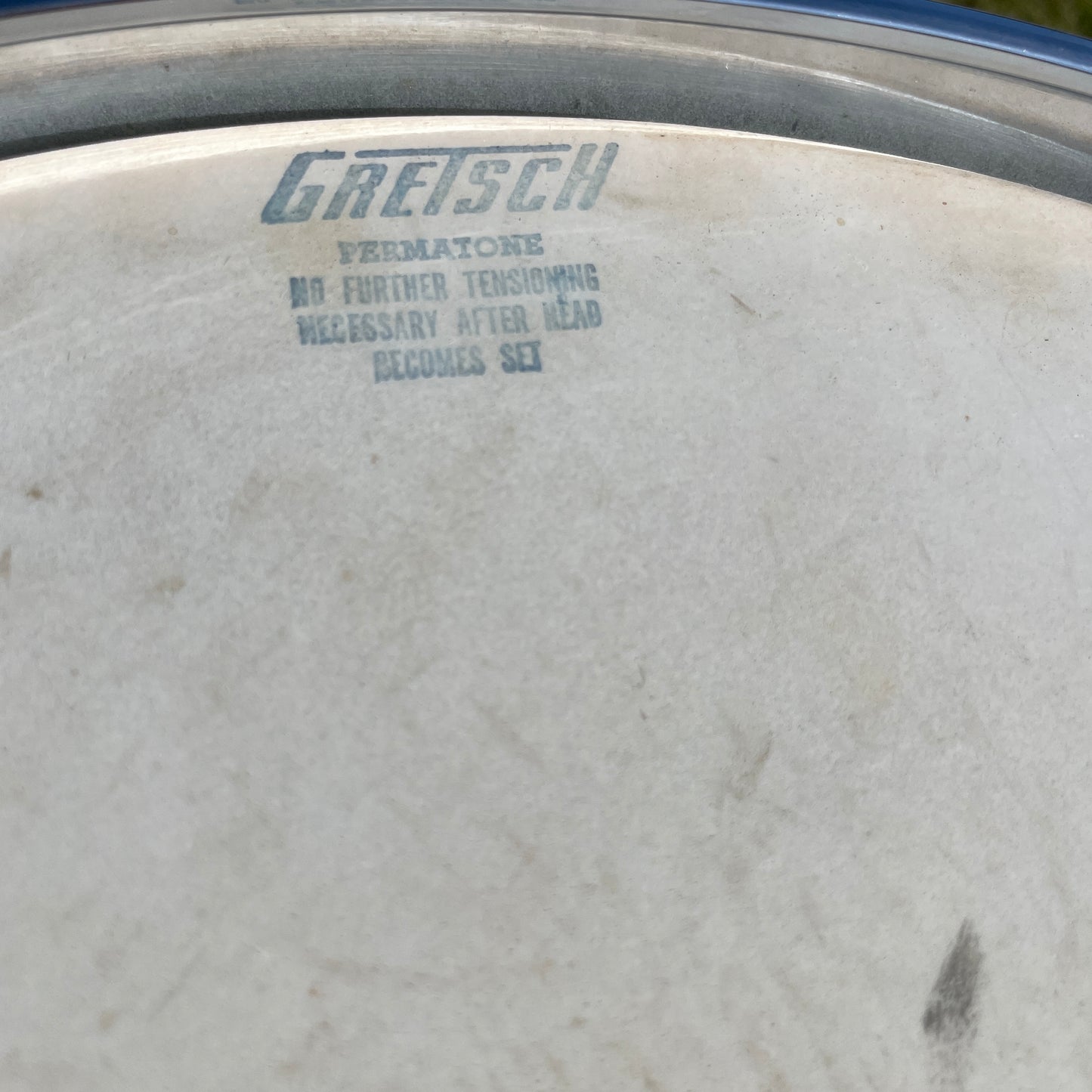 1970s Gretsch 4103 Renown 5.5x14 Snare Drum Stop Sign Badge White Marine Pearl