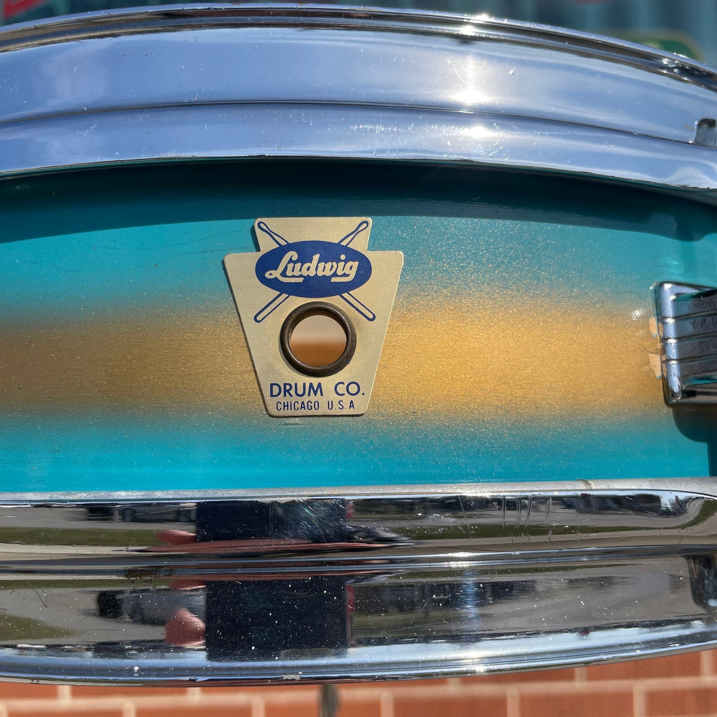1960 Ludwig 3x13 Be-Bop Jazz Combo Trans Badge Snare Drum Baby Blue/Gold Duco