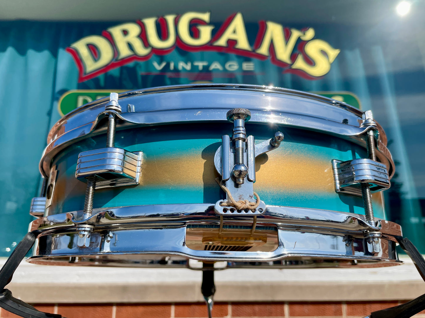 1960 Ludwig 3x13 Be-Bop Jazz Combo Trans Badge Snare Drum Baby Blue/Gold Duco
