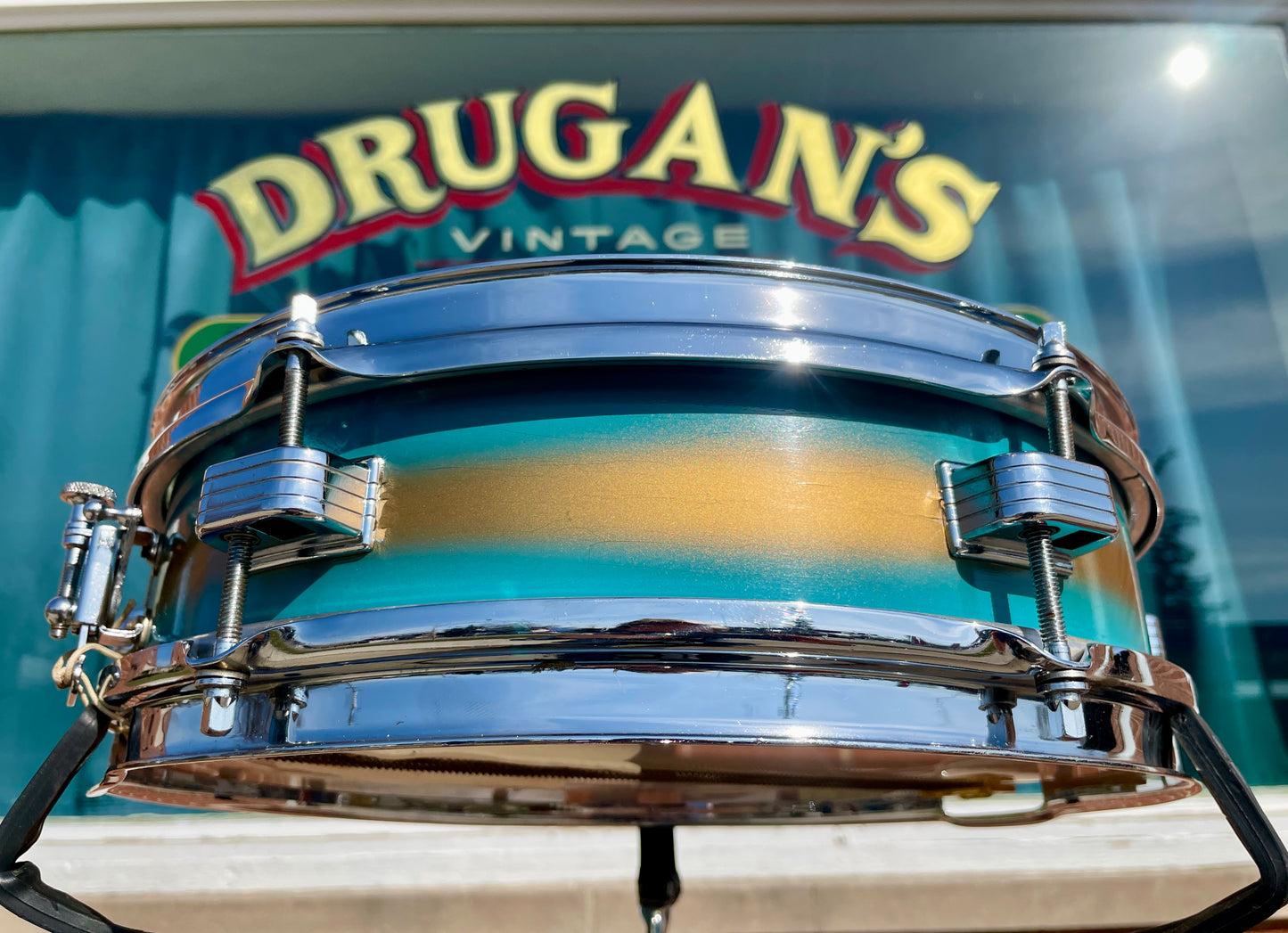 1960 Ludwig 3x13 Be-Bop Jazz Combo Trans Badge Snare Drum Baby Blue/Gold Duco
