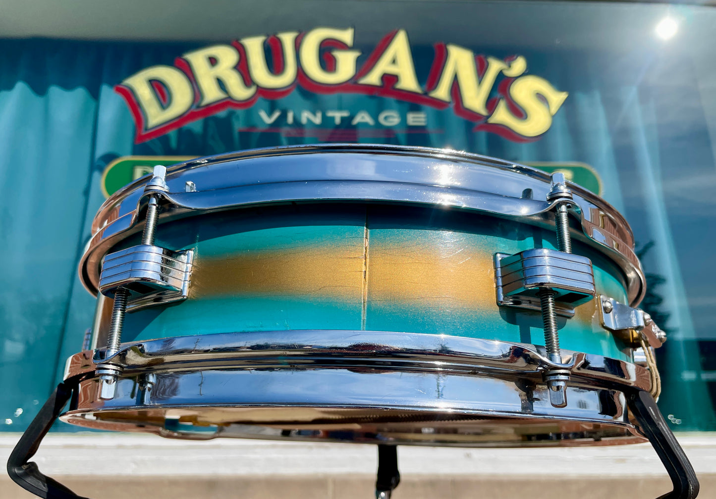 1960 Ludwig 3x13 Be-Bop Jazz Combo Trans Badge Snare Drum Baby Blue/Gold Duco