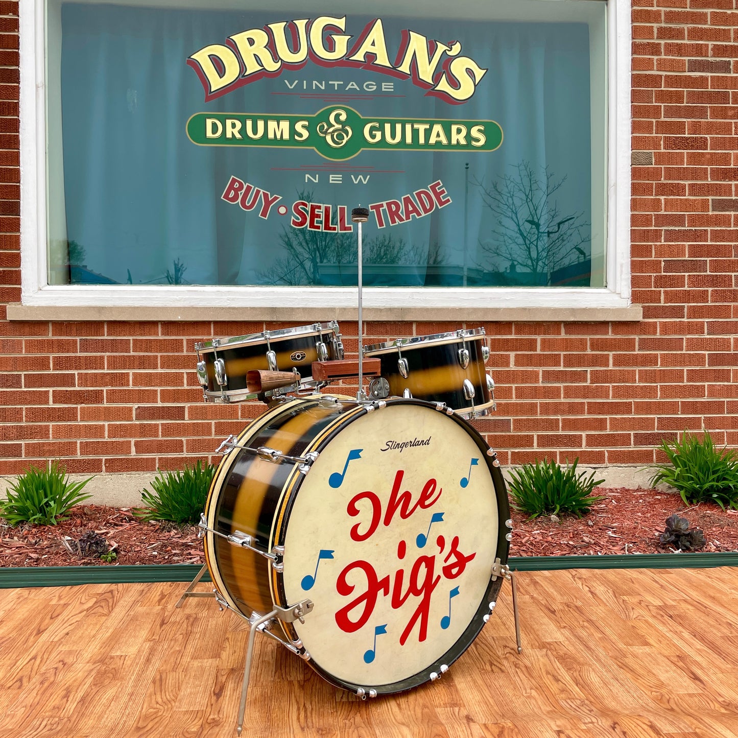 1959 Slingerland Swingmaster Ensemble 5-N Outfit Drum Set Black Gold Duco 12x22/12/5.5x14