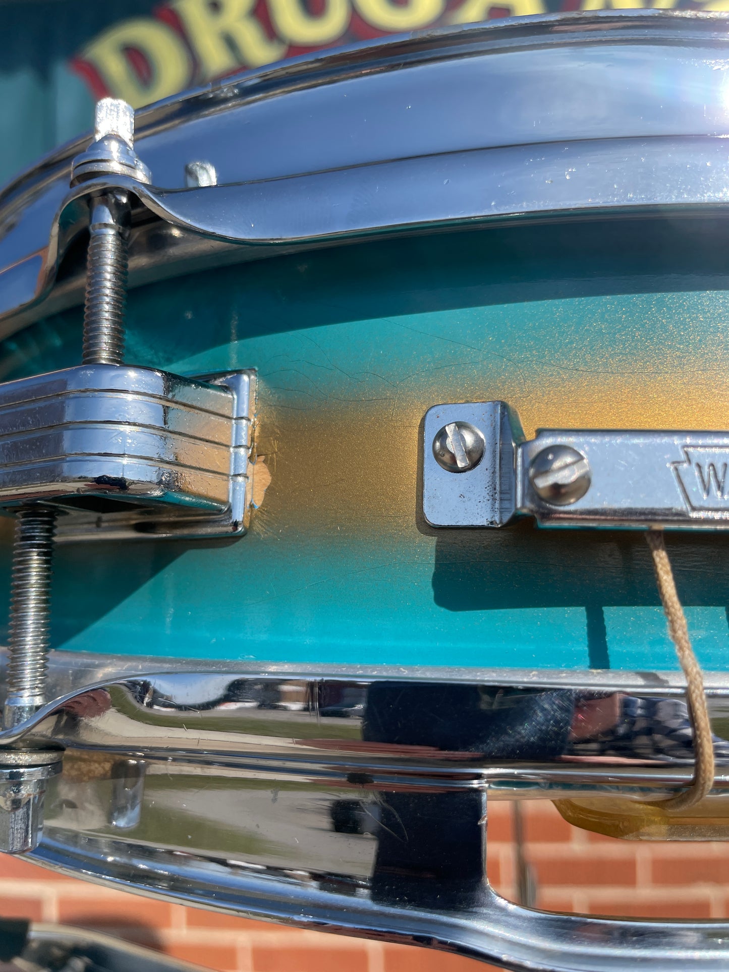 1960 Ludwig 3x13 Be-Bop Jazz Combo Trans Badge Snare Drum Baby Blue/Gold Duco