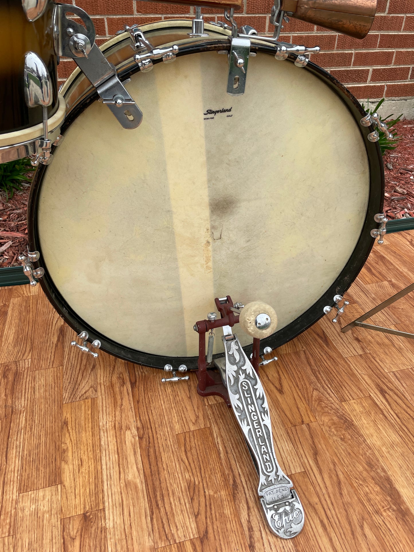 1959 Slingerland Swingmaster Ensemble 5-N Outfit Drum Set Black Gold Duco 12x22/12/5.5x14