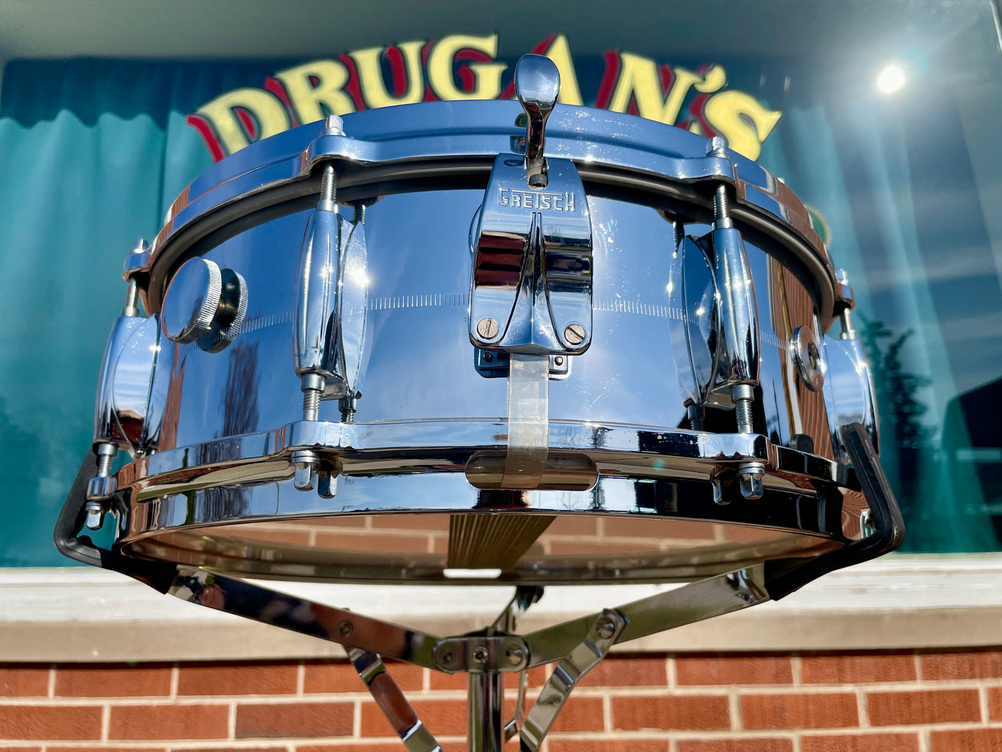 1980s Gretsch No. 4160 Chrome Over Brass 5x14 Snare Drum