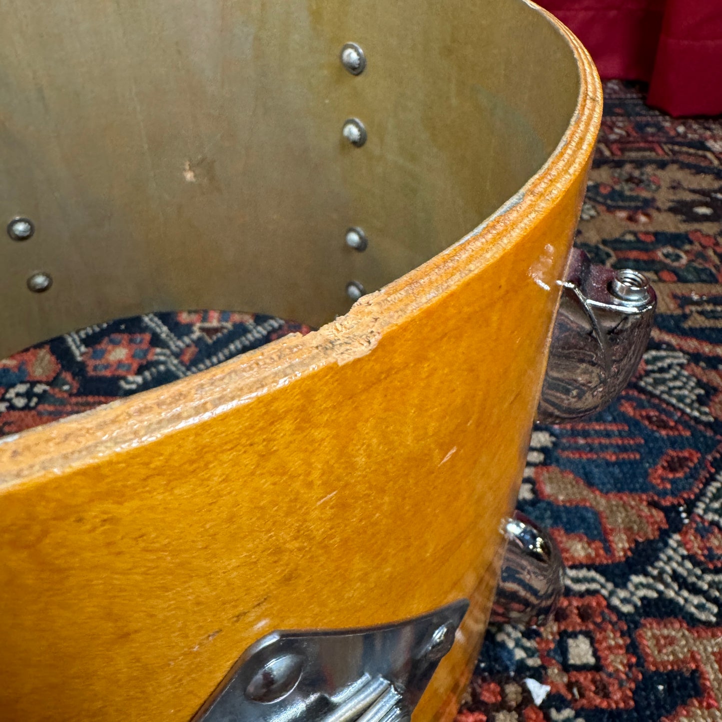 1960s Gretsch 8x12 Floor Tom Drum Natural Round Badge