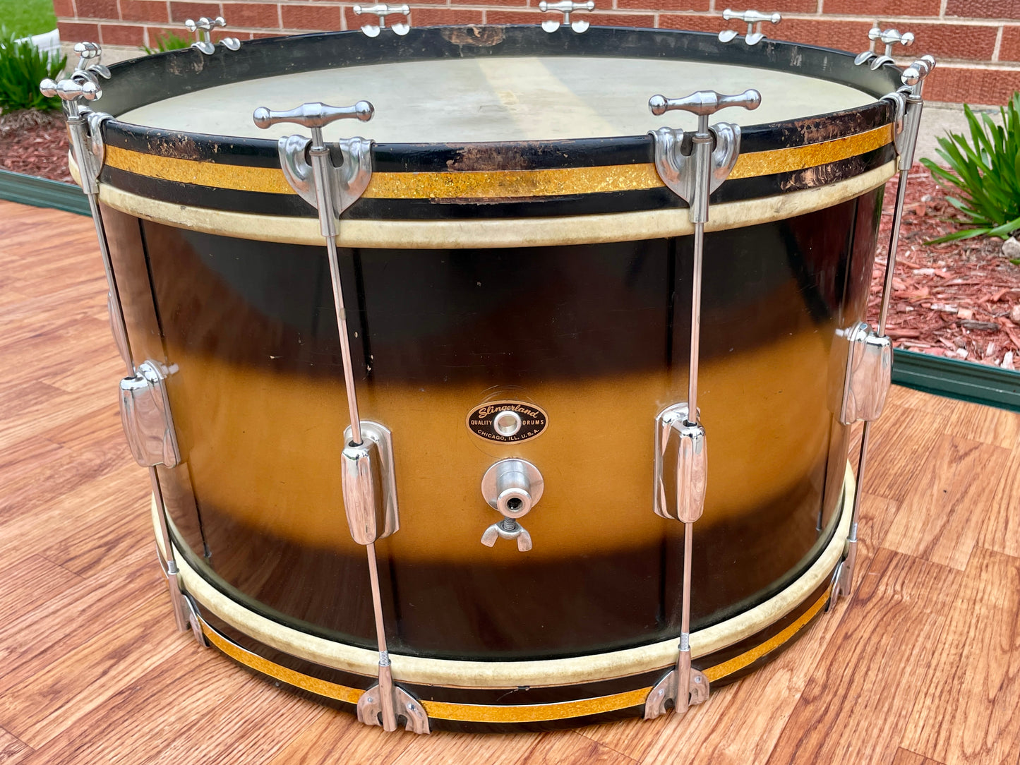 1959 Slingerland Swingmaster Ensemble 5-N Outfit Drum Set Black Gold Duco 12x22/12/5.5x14