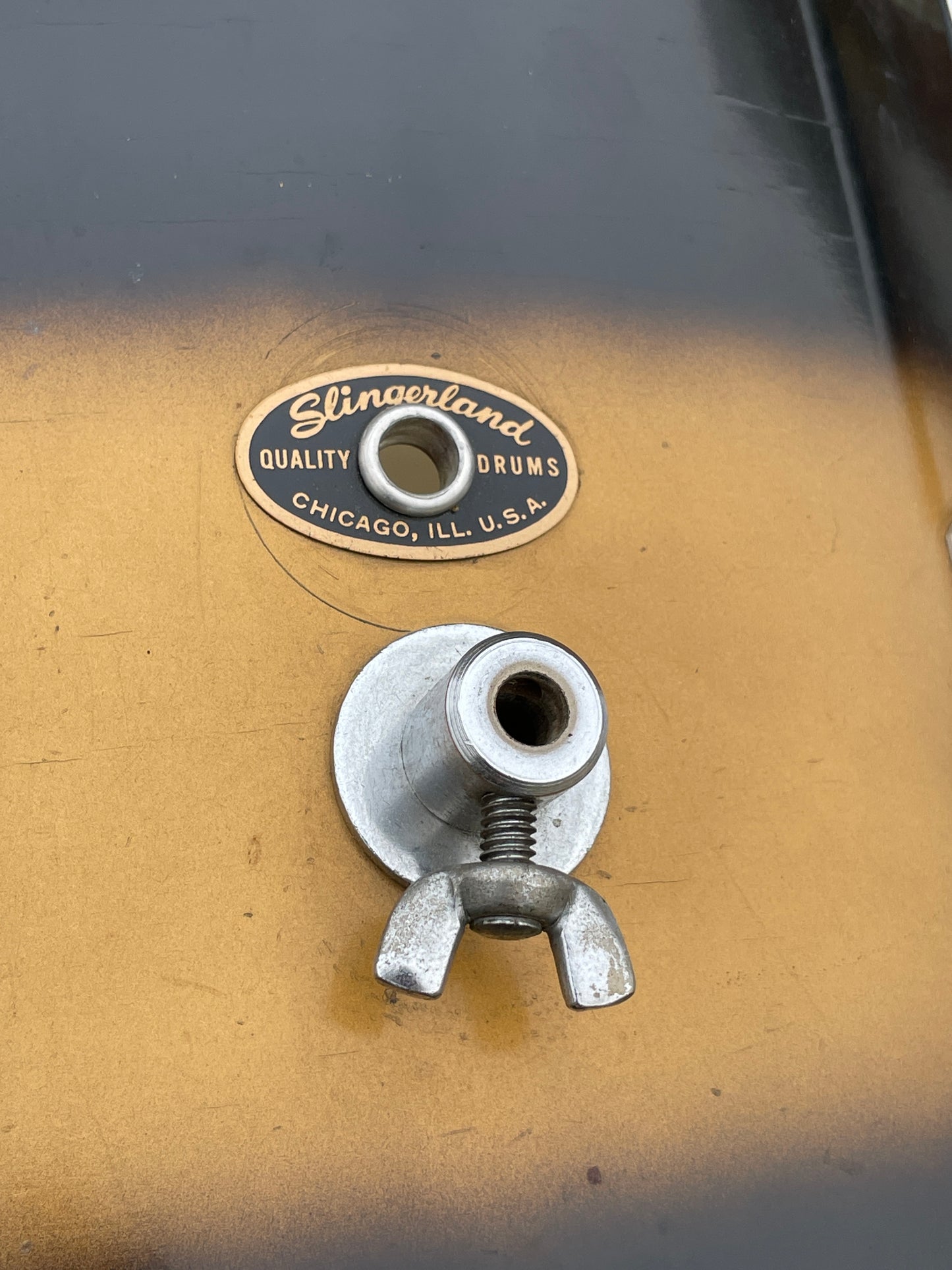 1959 Slingerland Swingmaster Ensemble 5-N Outfit Drum Set Black Gold Duco 12x22/12/5.5x14