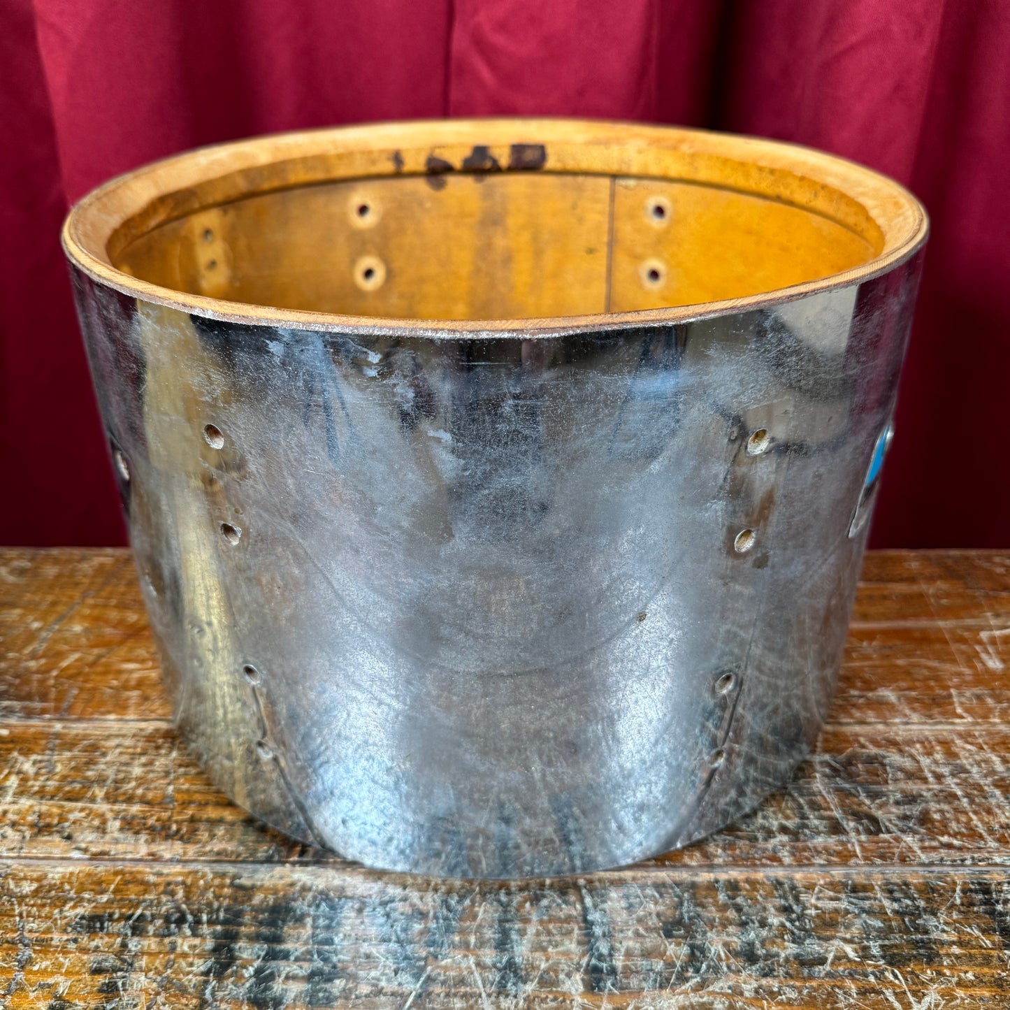1970s Ludwig 8x12 Super Classic Tom Drum Shell Chrome Over Wood COW