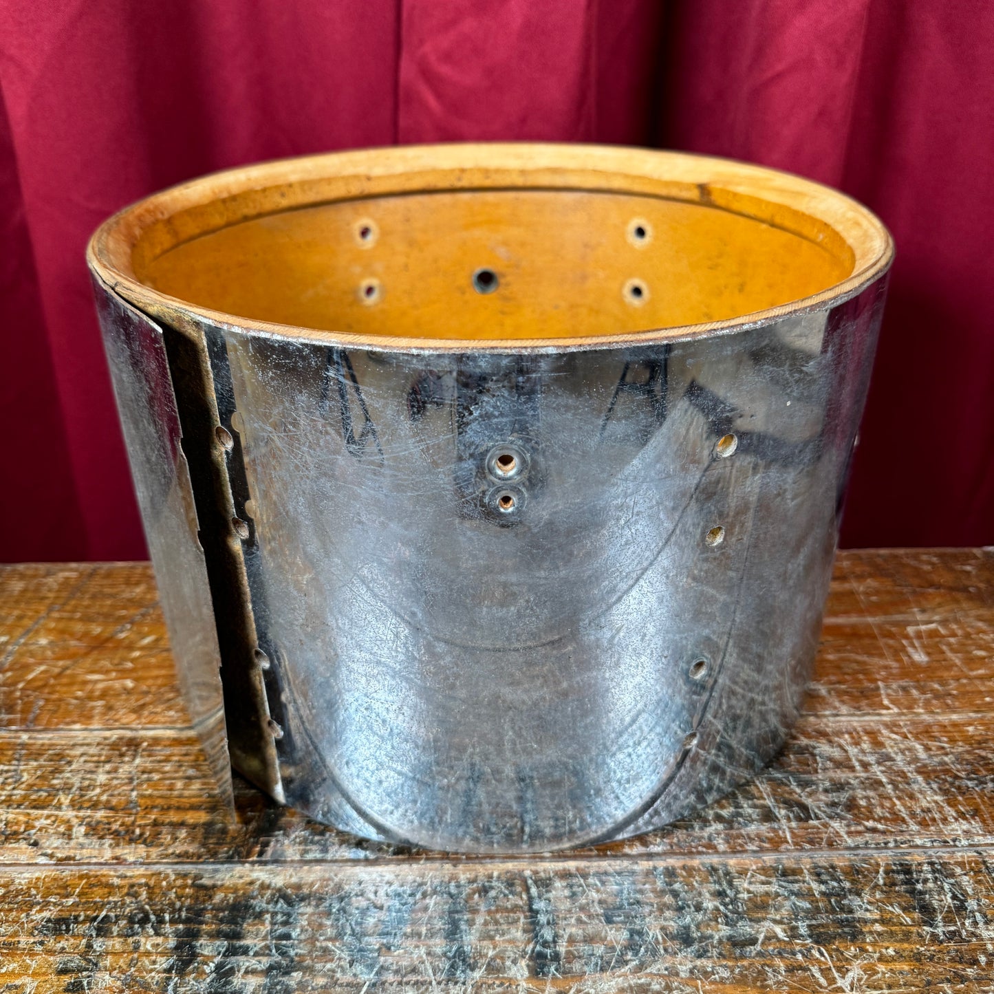 1970s Ludwig 8x12 Super Classic Tom Drum Shell Chrome Over Wood COW