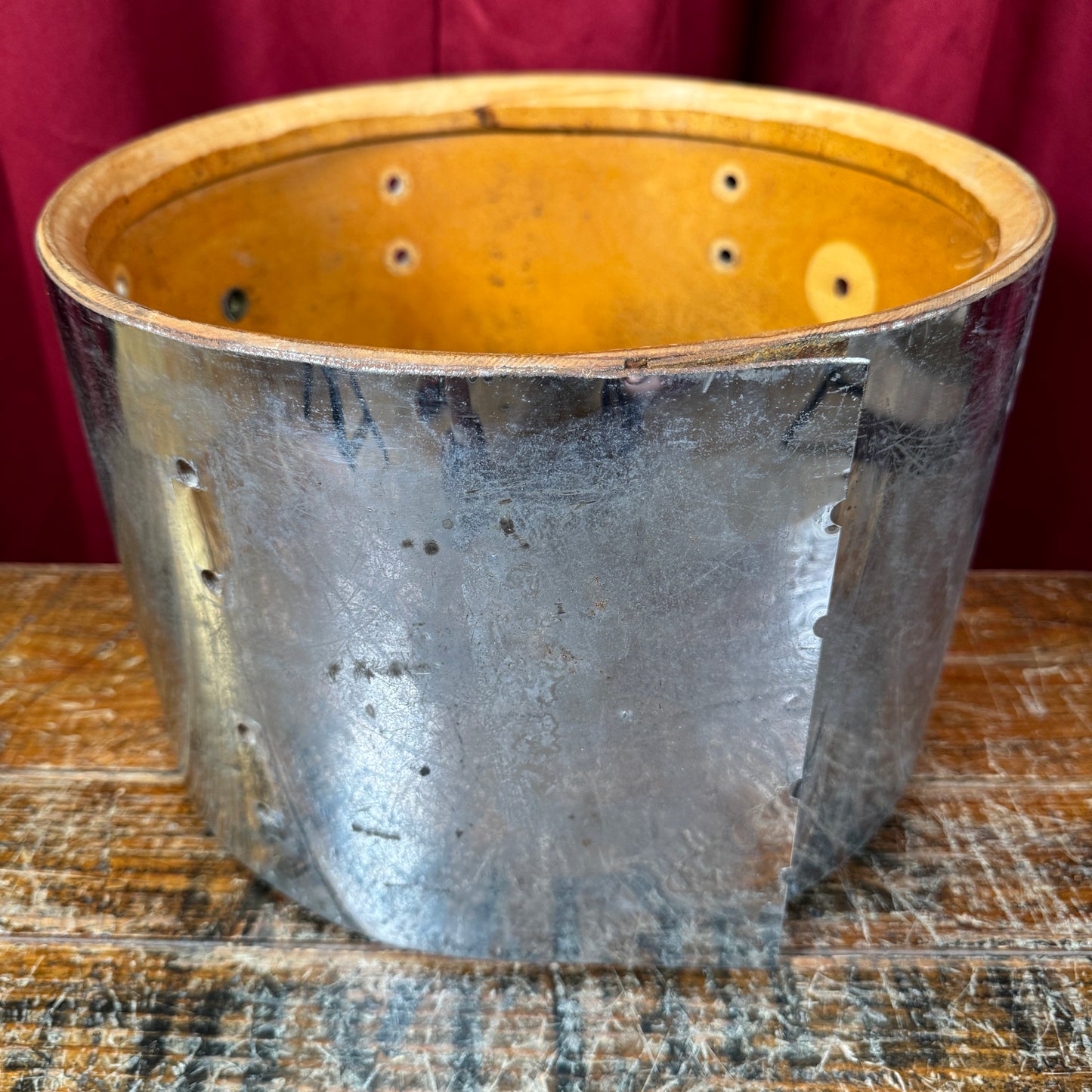 1970s Ludwig 8x12 Super Classic Tom Drum Shell Chrome Over Wood COW