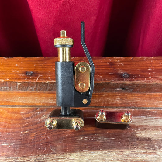 Nickel Drumworks Piston Snare Throw Off Strainer and Butt Plate Black & Brass