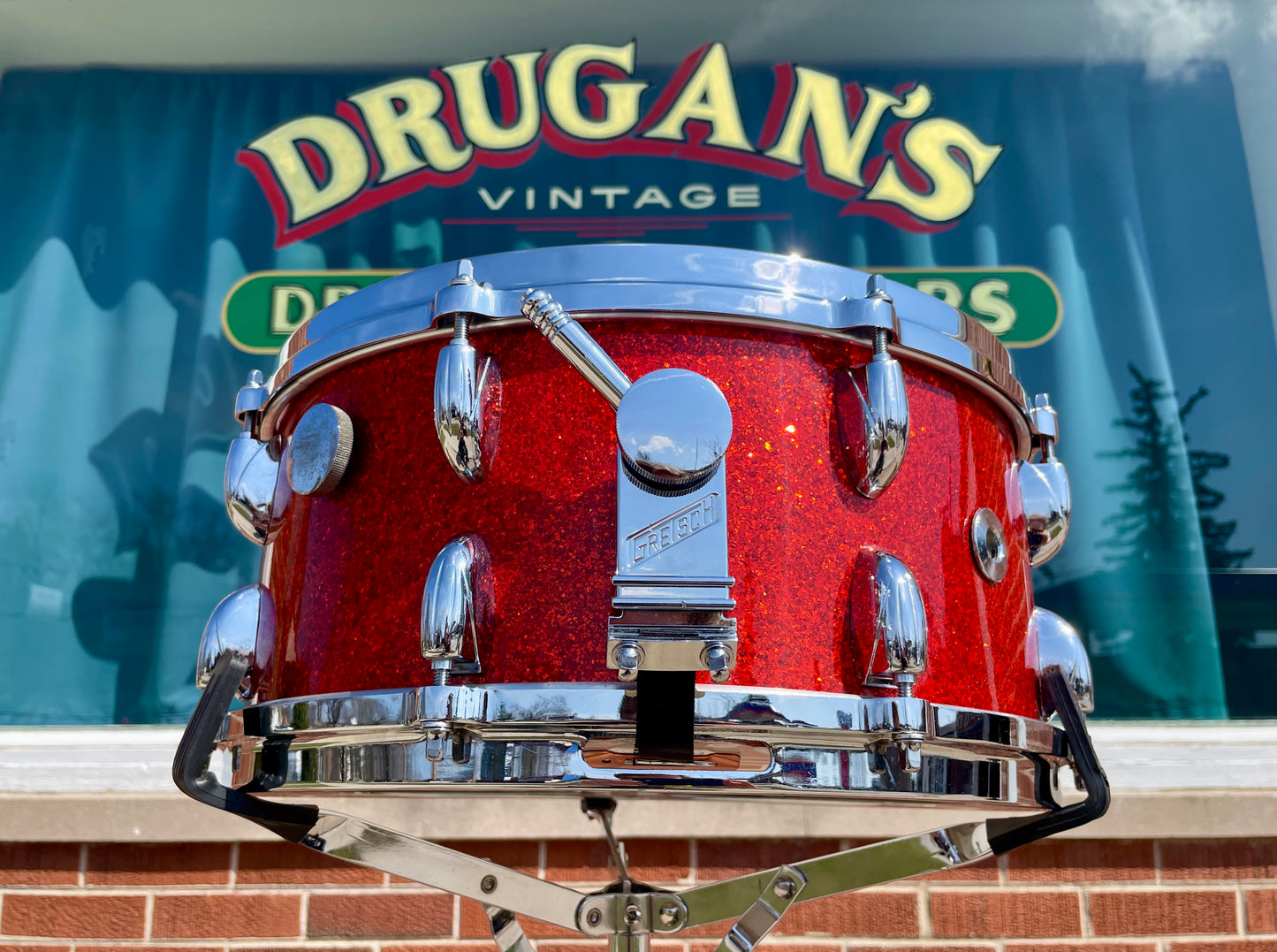 1960s Gretsch 6.5x14 Floor Show Model 4153 Snare Drum Tangerine Sparkle Rewrap