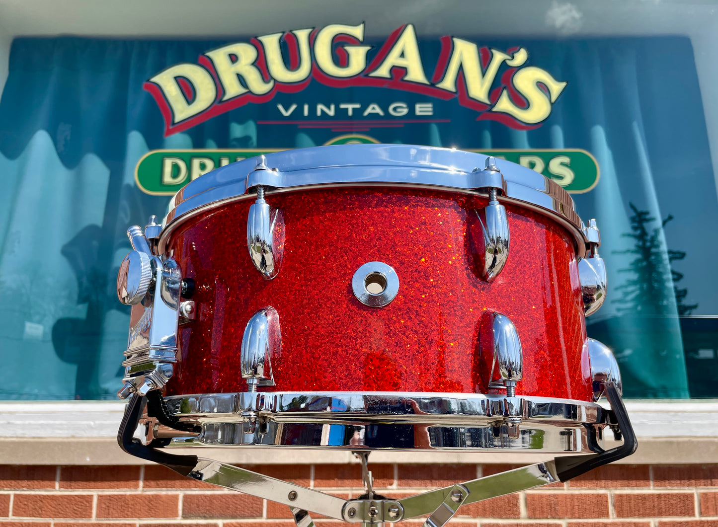 1960s Gretsch 6.5x14 Floor Show Model 4153 Snare Drum Tangerine Sparkle Rewrap