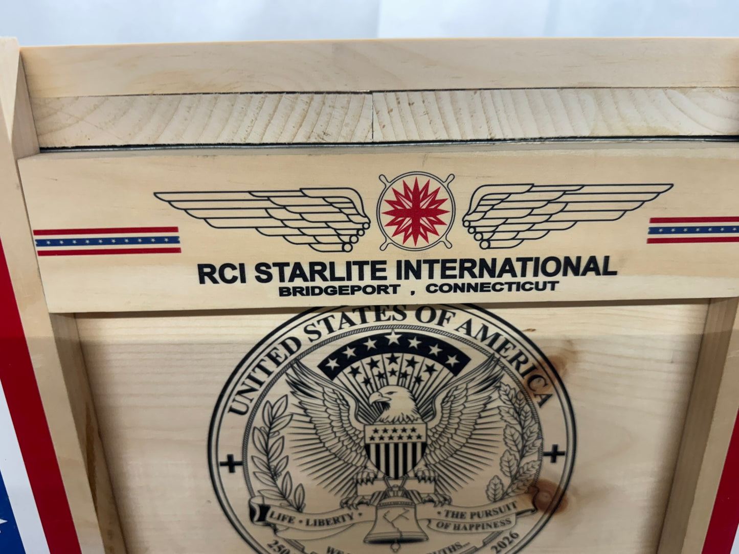 RCI Starlite 250th Anniversary commemorative box side panel