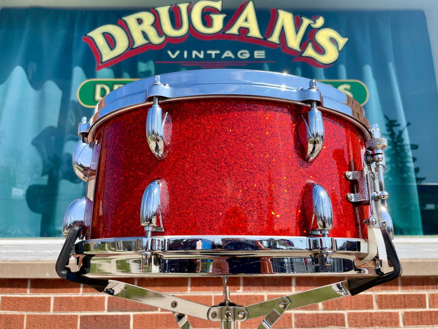 1960s Gretsch 6.5x14 Floor Show Model 4153 Snare Drum Tangerine Sparkle Rewrap