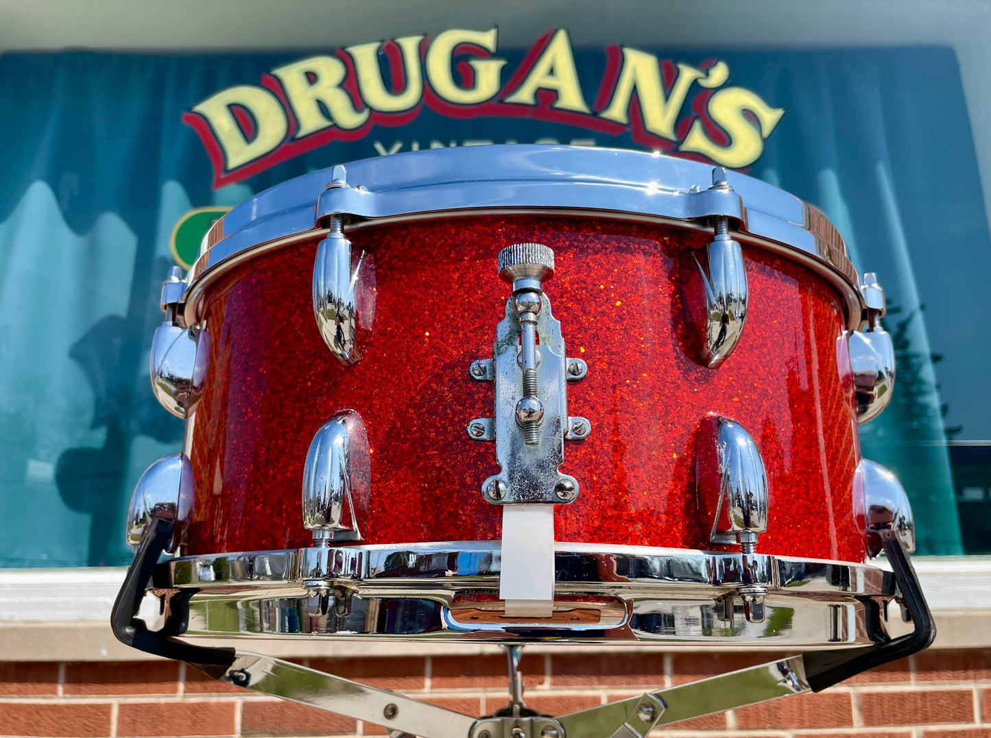 1960s Gretsch 6.5x14 Floor Show Model 4153 Snare Drum Tangerine Sparkle Rewrap
