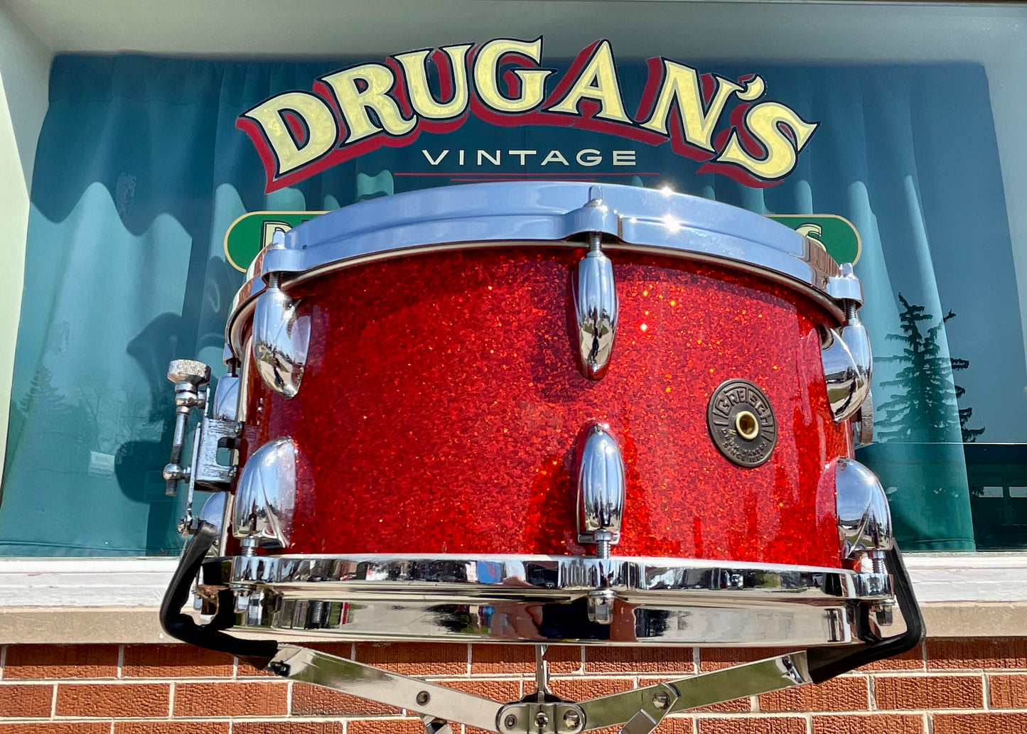 1960s Gretsch 6.5x14 Floor Show Model 4153 Snare Drum Tangerine Sparkle Rewrap