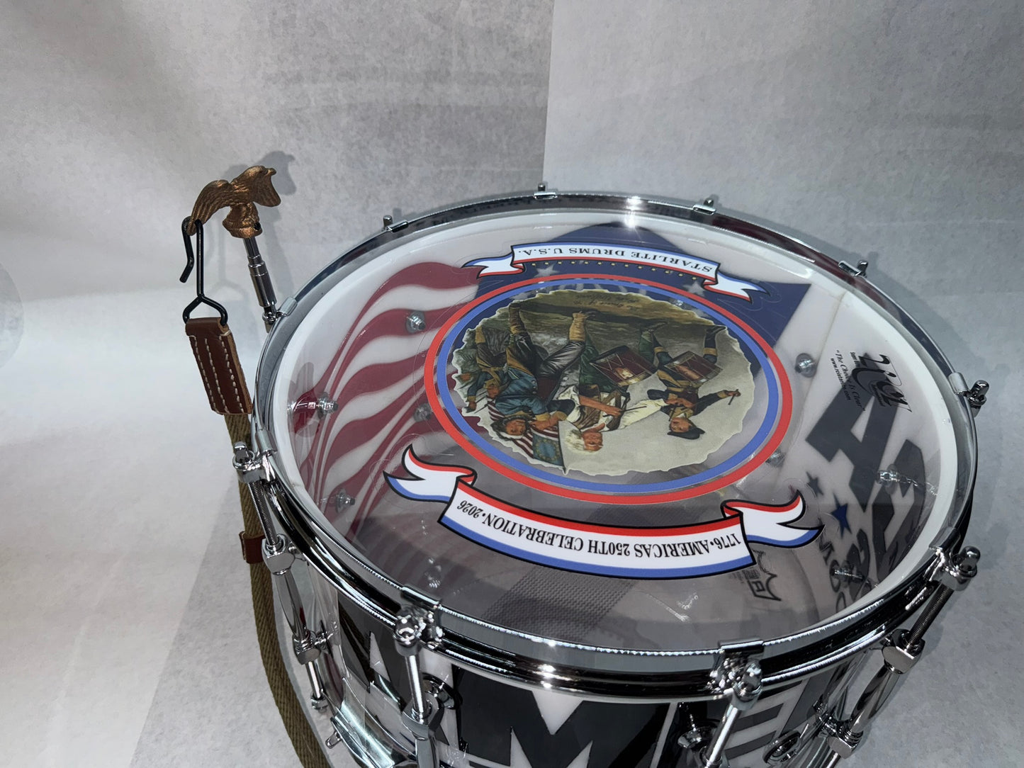 RCI Starlite 250th Anniversary snare drum - shell angle detail