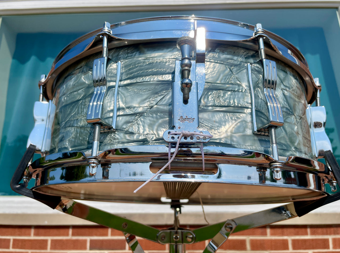 1966 Ludwig Jazz Festival 5x14 No. 908P Snare Drum Sky Blue Pearl