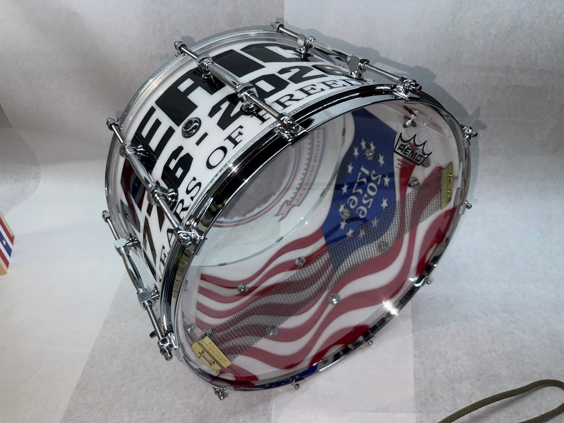RCI Starlite 250th Anniversary snare drum - shell detail angle