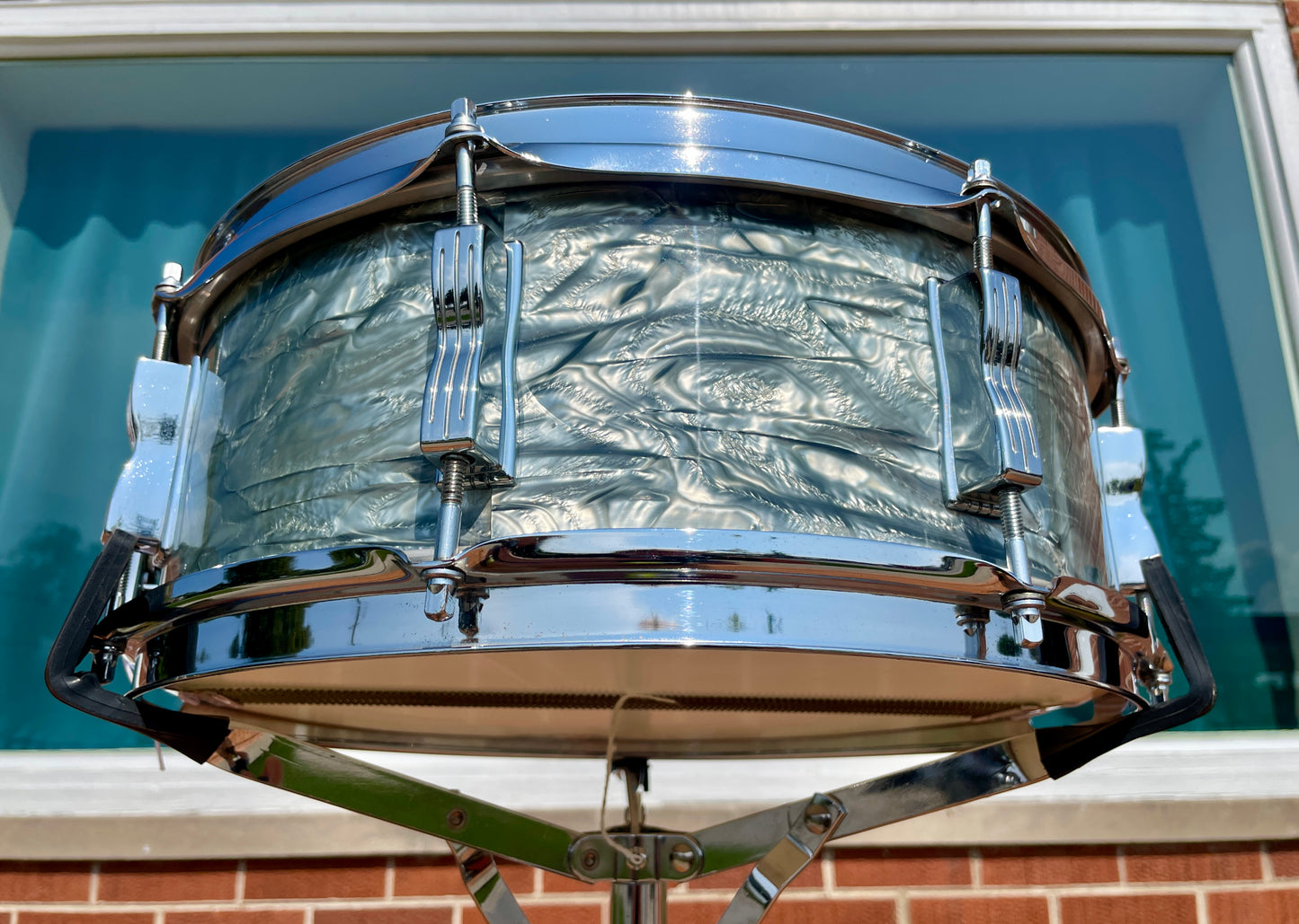 1966 Ludwig Jazz Festival 5x14 No. 908P Snare Drum Sky Blue Pearl