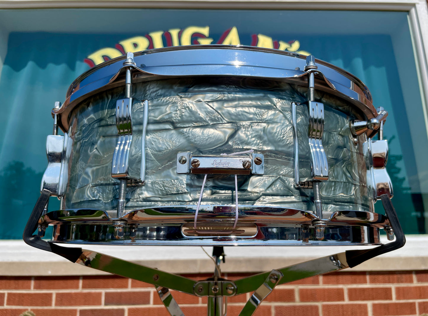 1966 Ludwig Jazz Festival 5x14 No. 908P Snare Drum Sky Blue Pearl