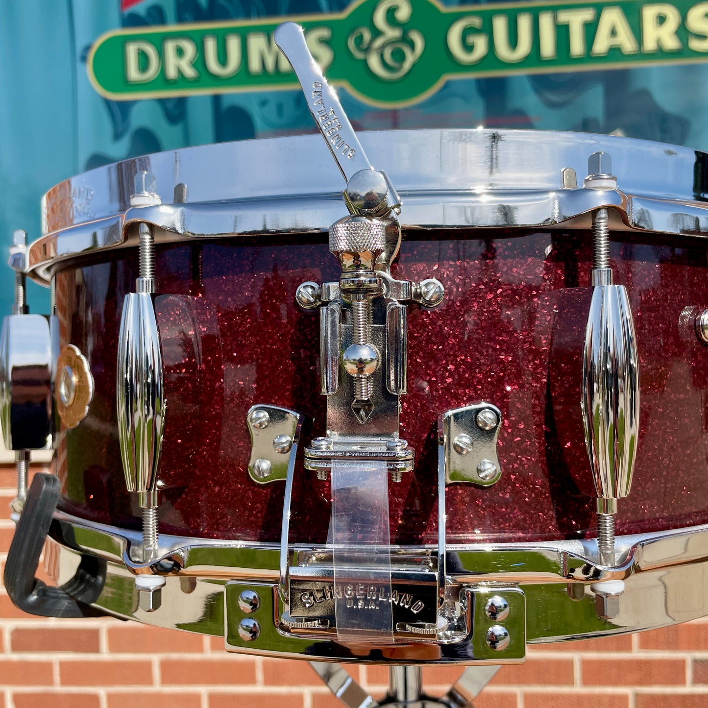 Slingerland Radio King 5.5x14 Solid Maple Snare Drum Maroon Glass Burgundy Sparkle