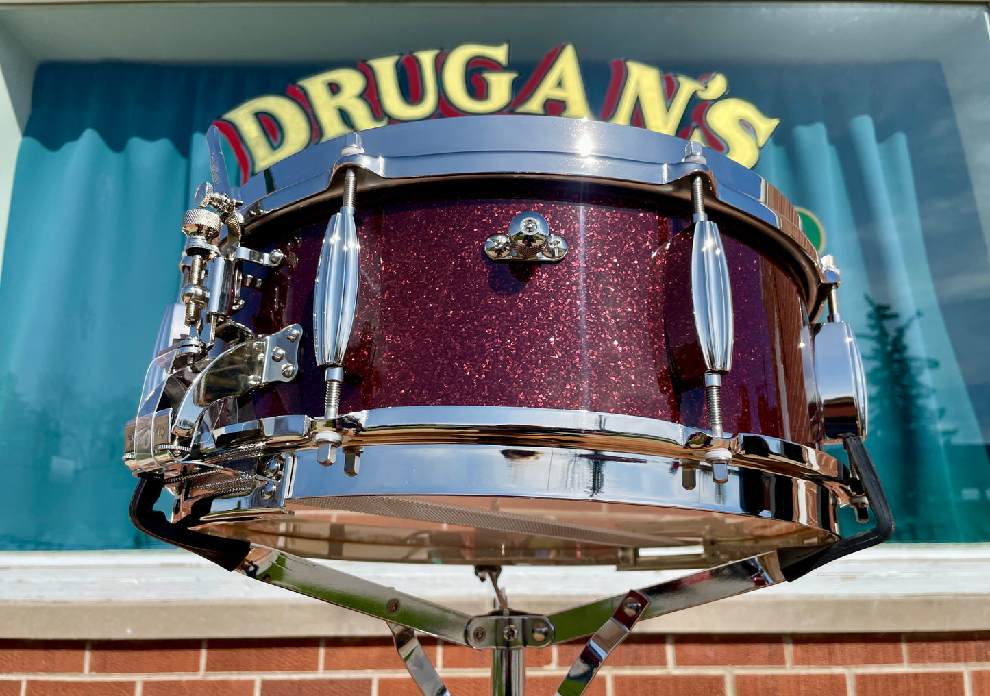 Slingerland Radio King 5.5x14 Solid Maple Snare Drum Maroon Glass Burgundy Sparkle