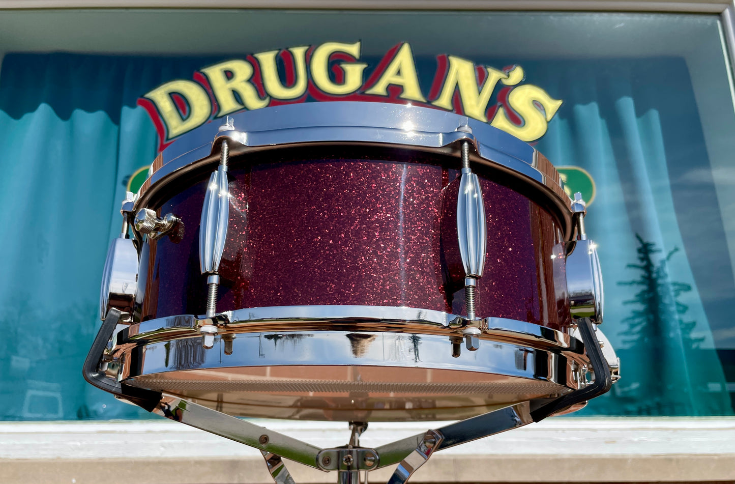 Slingerland Radio King 5.5x14 Solid Maple Snare Drum Maroon Glass Burgundy Sparkle
