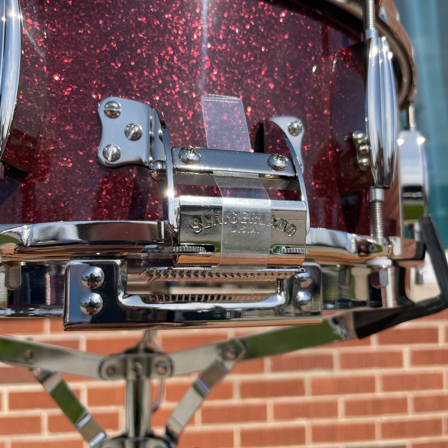 Slingerland Radio King 5.5x14 Solid Maple Snare Drum Maroon Glass Burgundy Sparkle