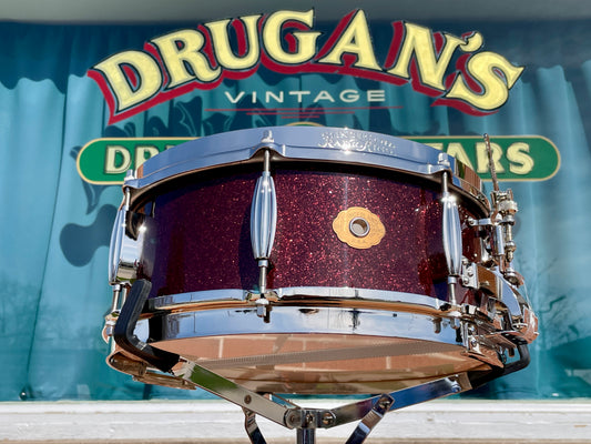 Slingerland Radio King 5.5x14 Solid Maple Snare Drum Maroon Glass Burgundy Sparkle