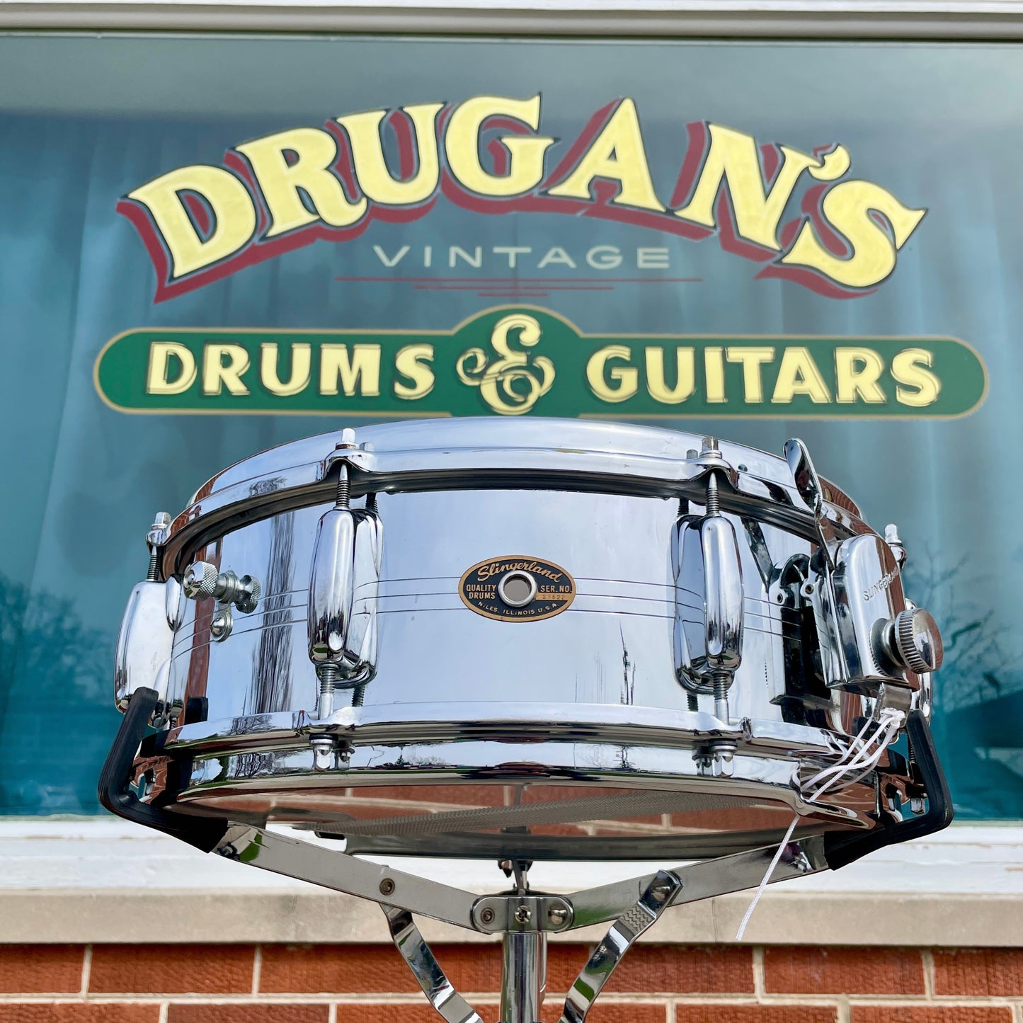 1960s Slingerland No. 130 Gene Krupa 5x14 Sound King Chrome Over Brass Snare Drum w/ Zoomatic Strainer
