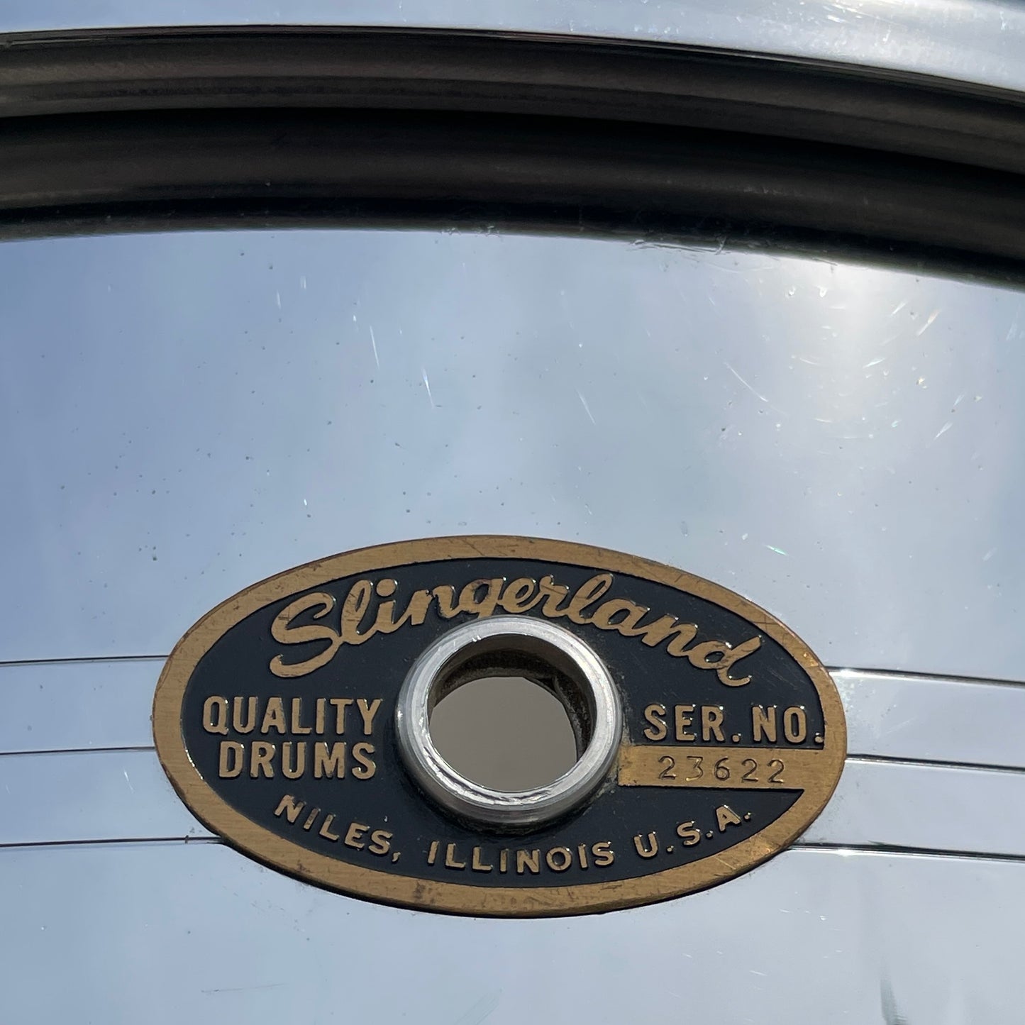 1960s Slingerland No. 130 Gene Krupa 5x14 Sound King Chrome Over Brass Snare Drum w/ Zoomatic Strainer
