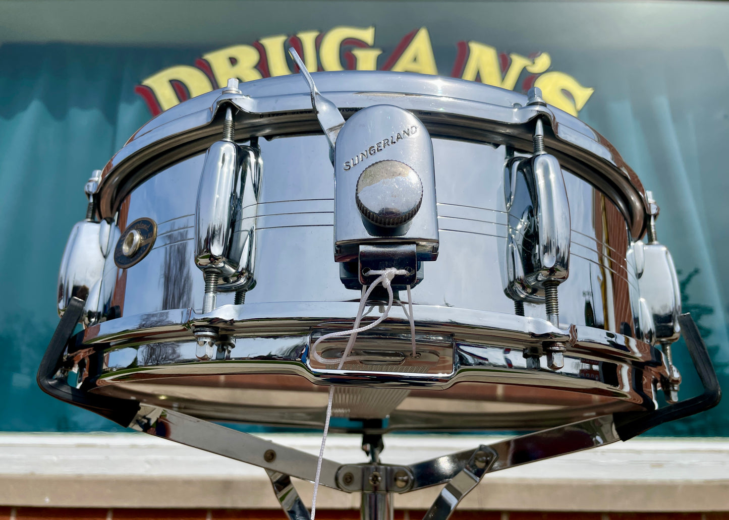 1960s Slingerland No. 130 Gene Krupa 5x14 Sound King Chrome Over Brass Snare Drum w/ Zoomatic Strainer