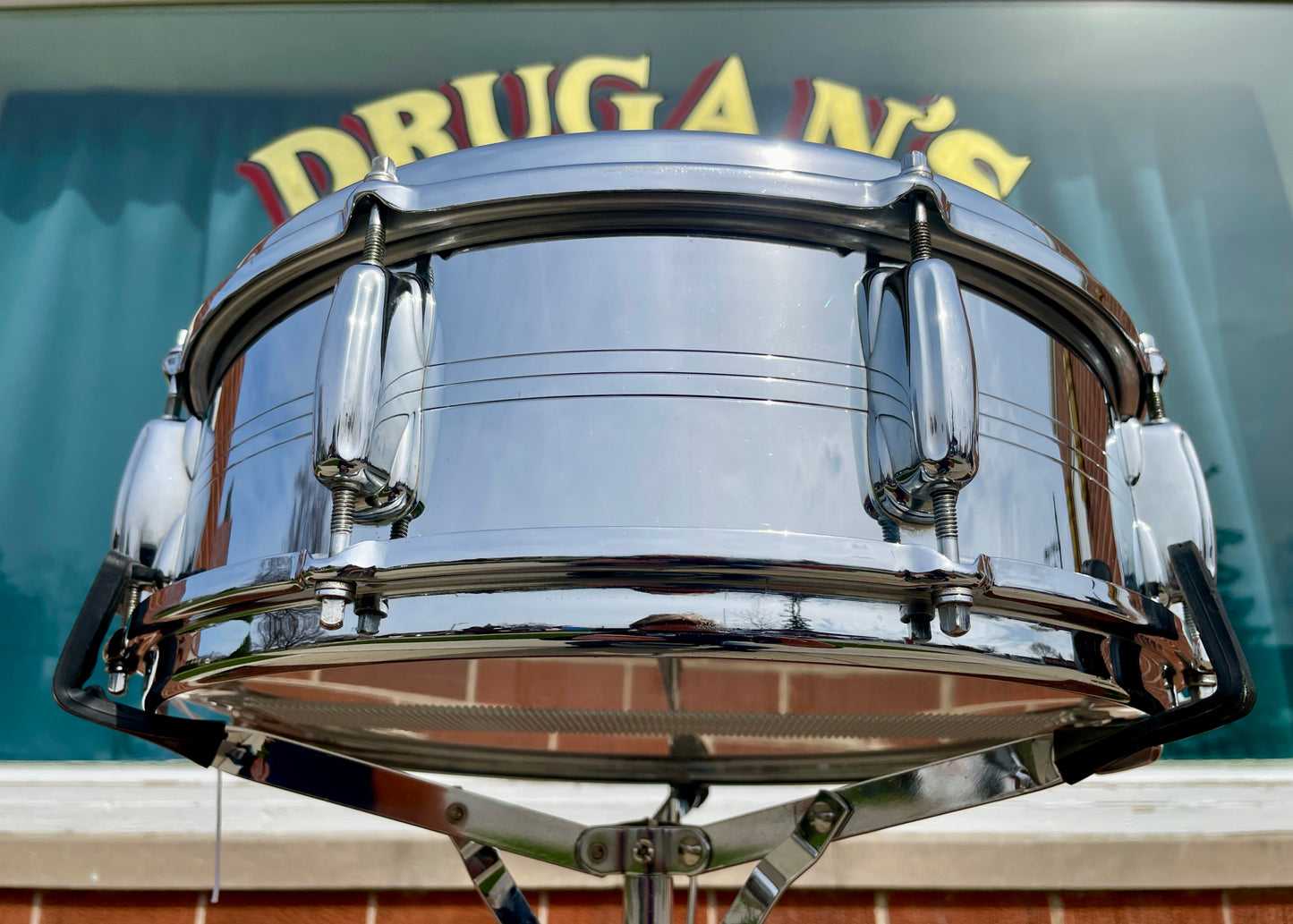 1960s Slingerland No. 130 Gene Krupa 5x14 Sound King Chrome Over Brass Snare Drum w/ Zoomatic Strainer