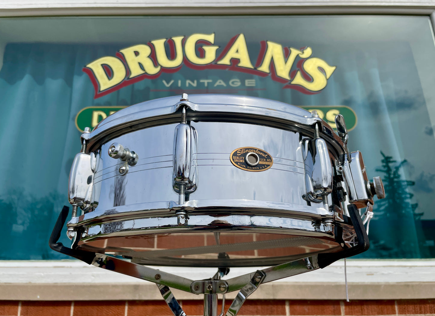 1960s Slingerland No. 130 Gene Krupa 5x14 Sound King Chrome Over Brass Snare Drum w/ Zoomatic Strainer