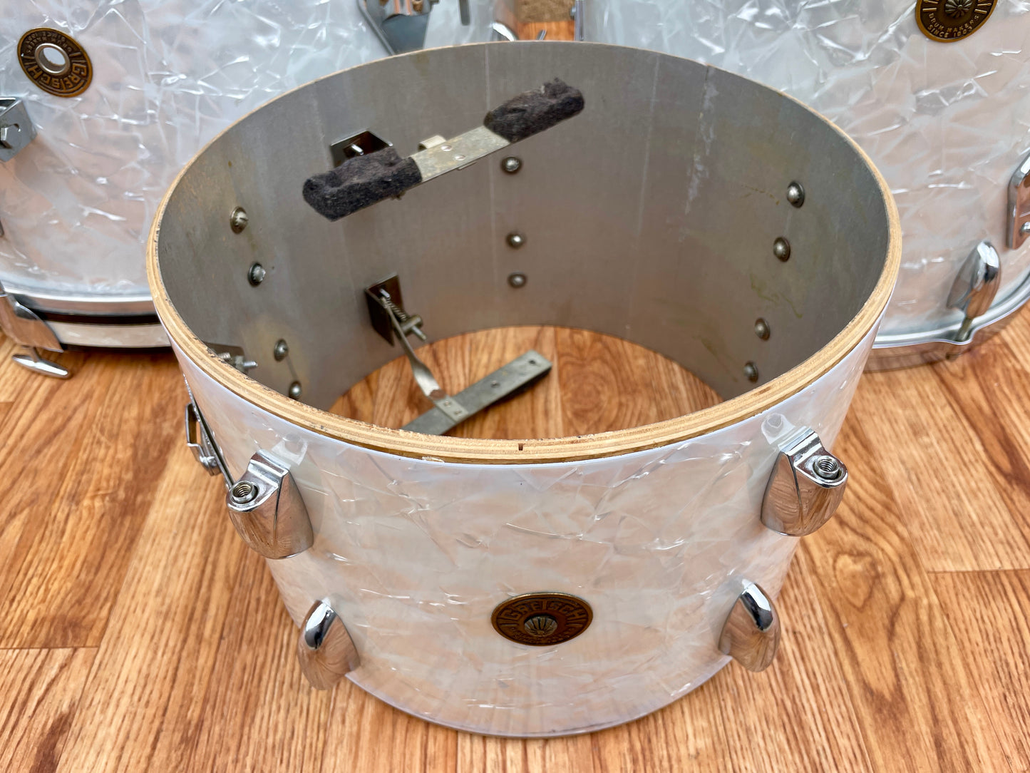 1960s Gretsch Progressive Jazz Drum Set White Marine Pearl 20/12/14 w/ 4x14 Snare