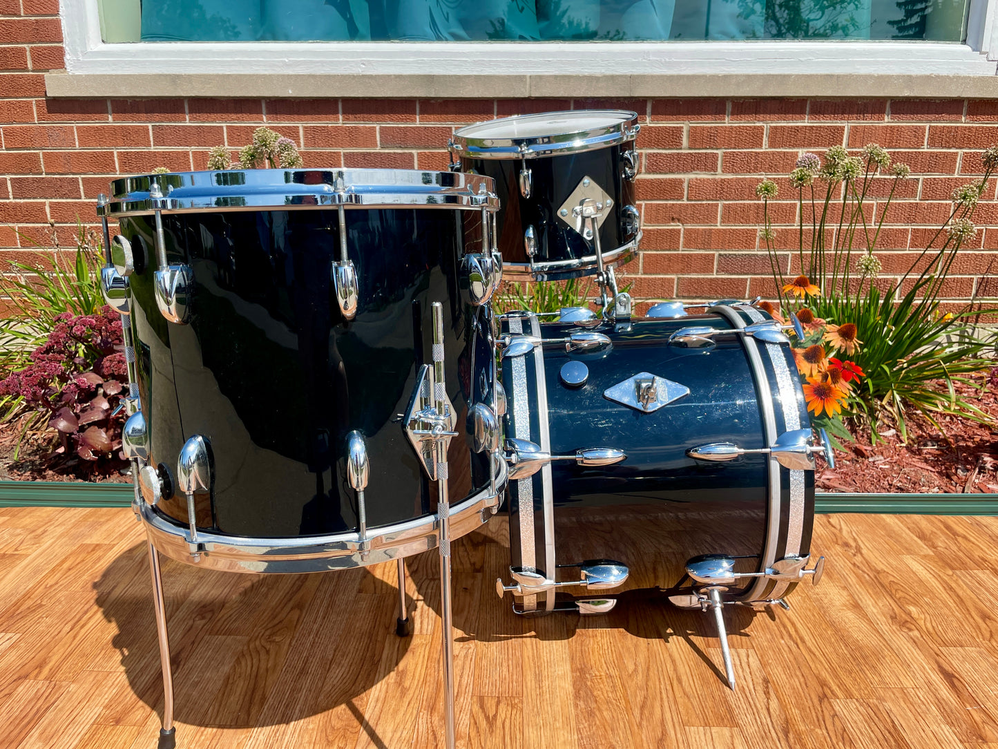 1960s Gretsch Round Badge Bop Drum Set Black Nitron 16/12/14