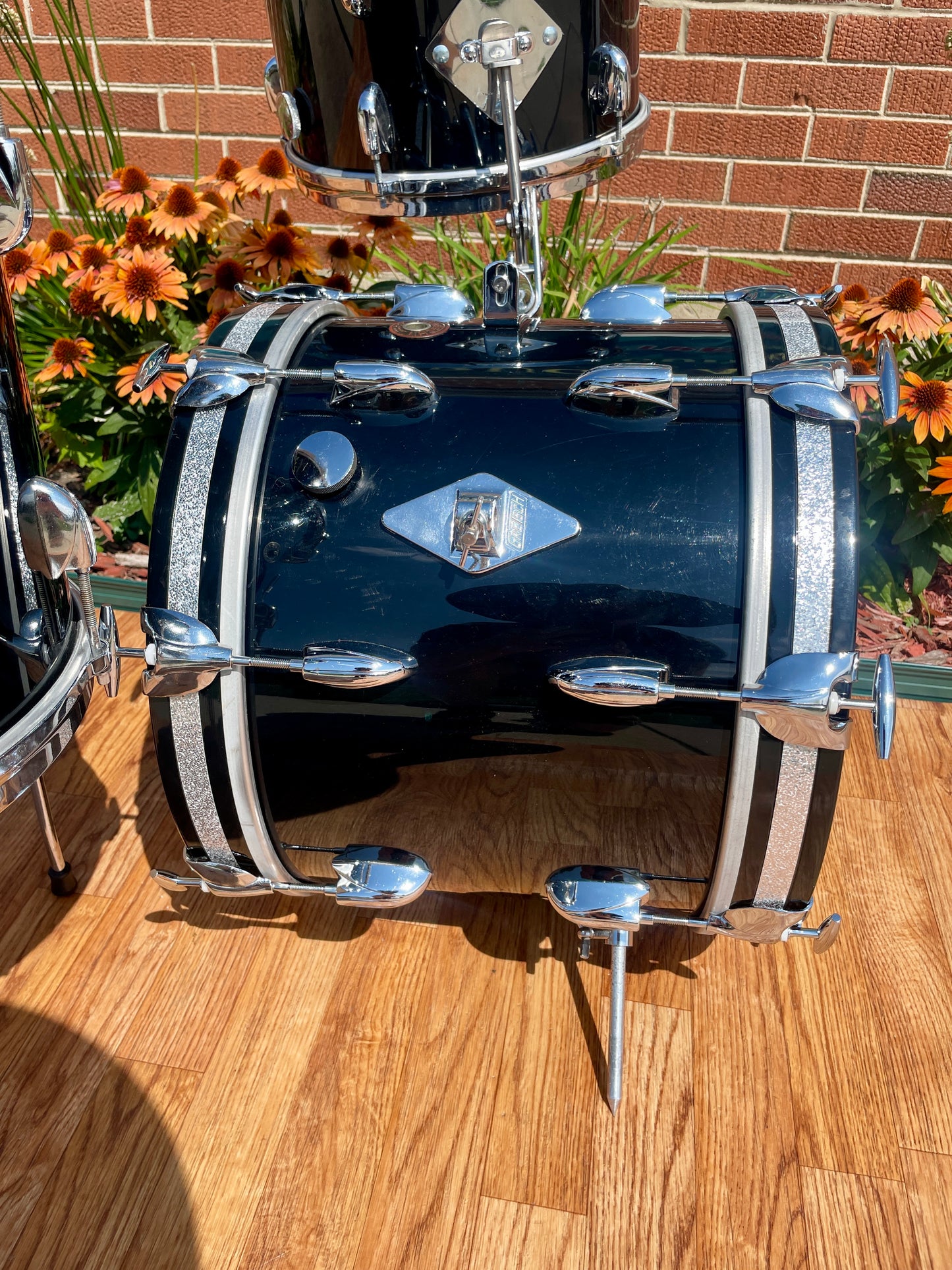 1960s Gretsch Round Badge Bop Drum Set Black Nitron 16/12/14