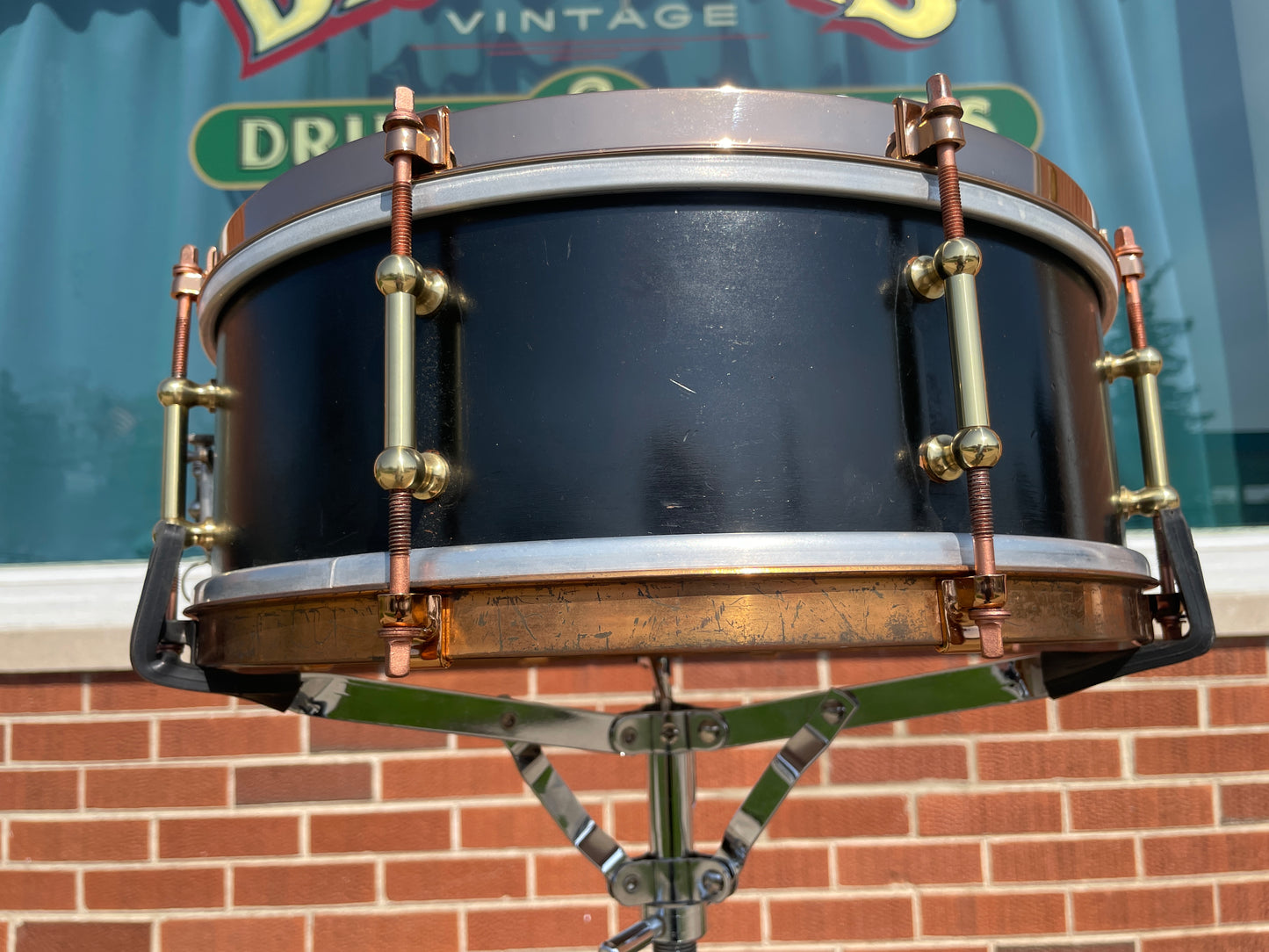 1920s Ludwig 5x14 All-Round Model No. 22 Standard Solid Shell Snare Drum Black