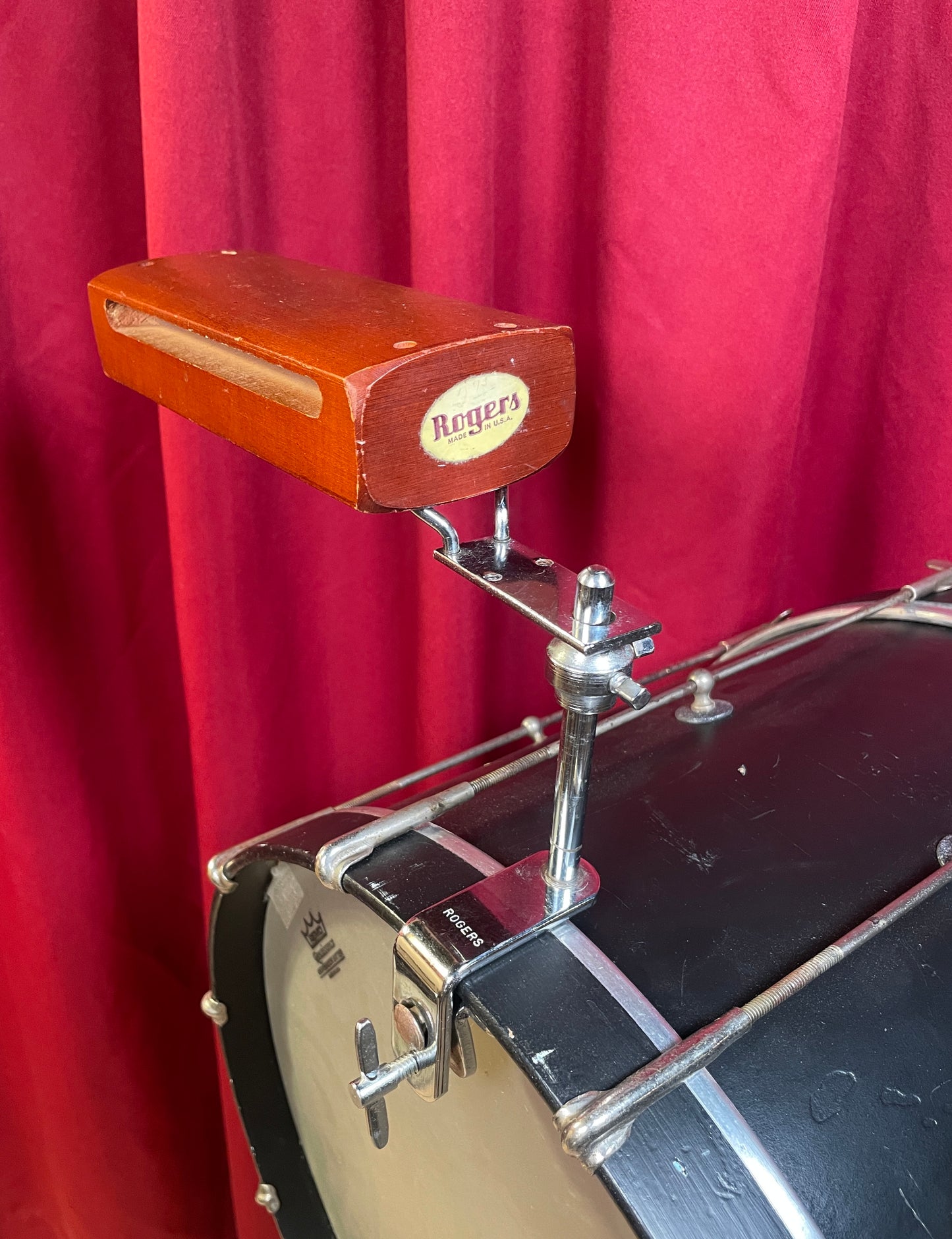 1960s Rogers Large No. 4817R Wood Block w/ Adjustable Wood Block Attachment & Sta-Tite Holder
