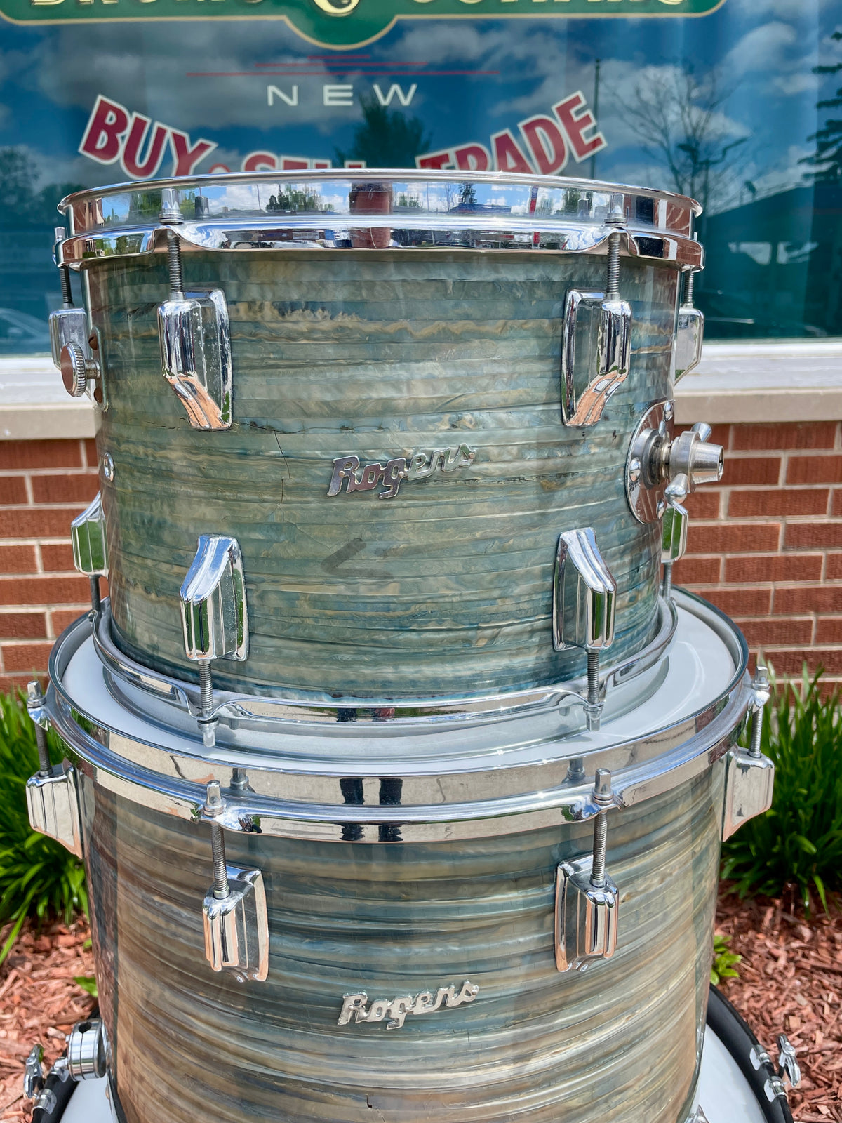 1960s Rogers Dayton Era Drum Set Blue Strata 22/13/16
